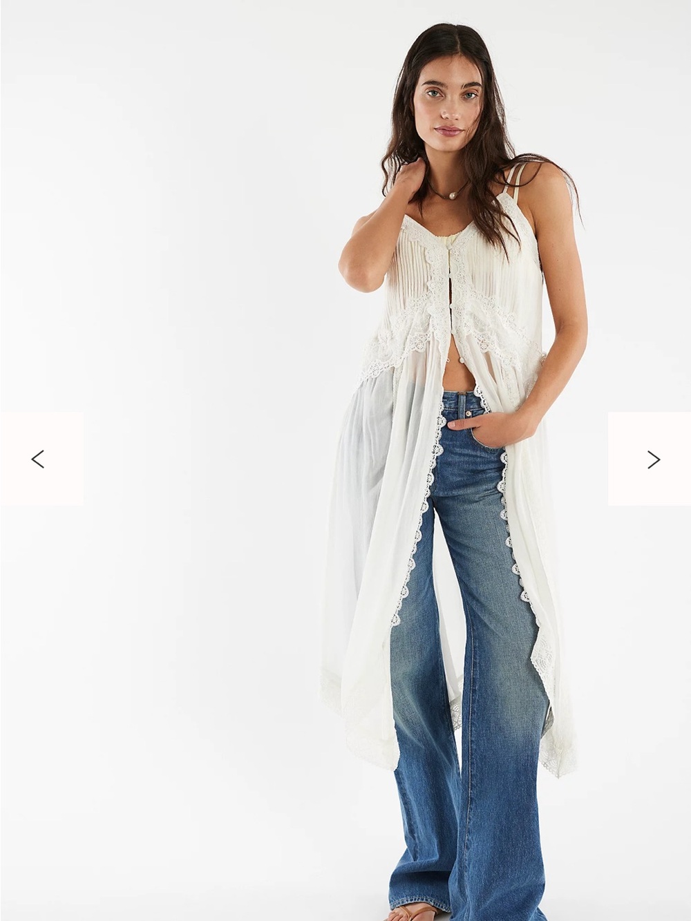 Free People Snowbird Lace-Trim Maxi Top